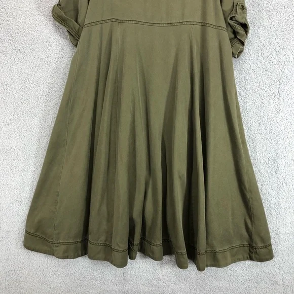 Holding Horses Fit and Flare Shirt Dress Size 8 Olive Green Lyocell - Picture 12 of 15